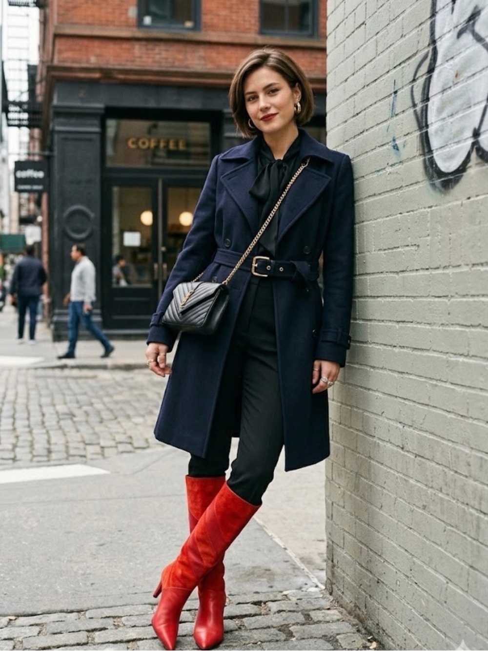 L'INTERVALLE Red Over-the-Knee Pointed Toe Boots - Picture 2 of 6